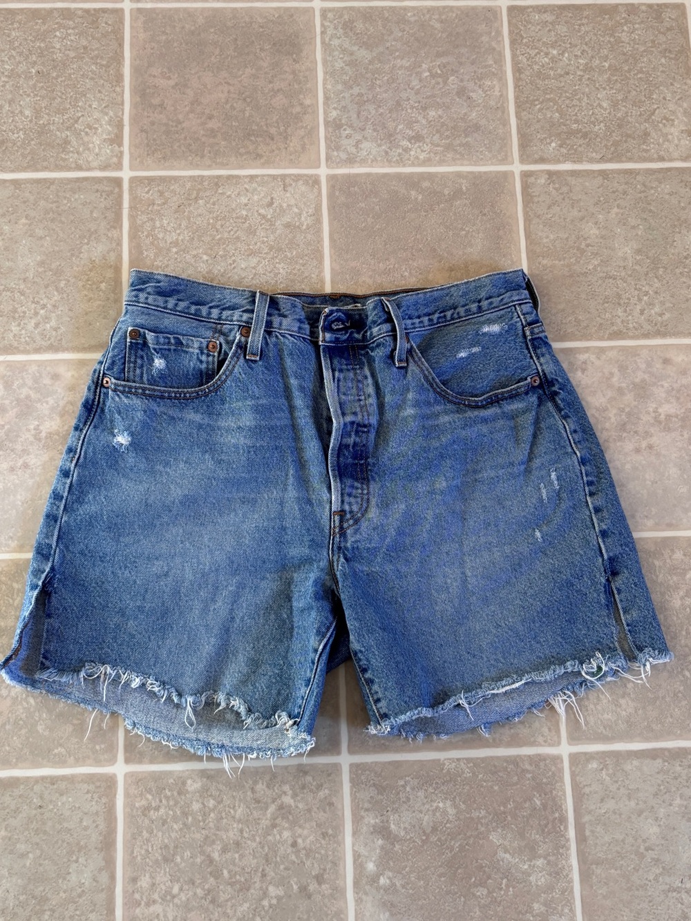 Levi's Distressed Blue Denim Cutoff Shorts